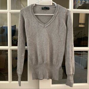 Zara women gray Long sleeves v neck ribbed stretch size small